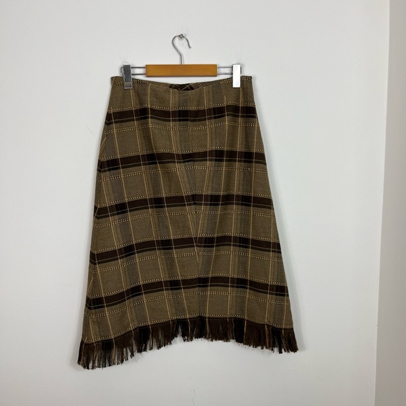 Vintage Jessica Plaid A Line Fringe Skirt Sz 29 - Picture 7 of 10